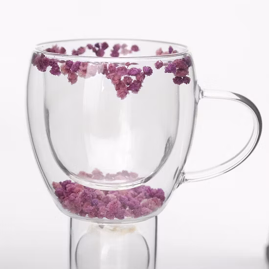 Borolicate Double Wall Glass Cup with Spangle Decoration