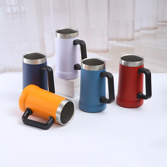 Topnovo Handgrip Adventure Big Hand Grip Custom Double Wall 24oz Stainless Steel Beer Mug with Handle 