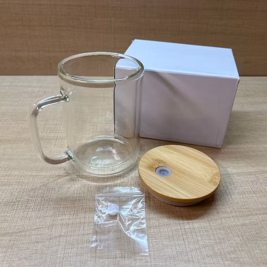 Clear Cup Glass 11oz Frosted Sublimation Glass Beer Mug with Handle