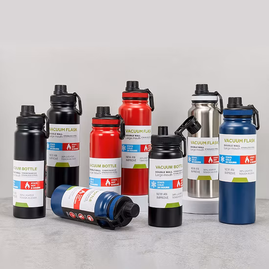 2022 New Wide Mouth Double Wall Sports Yoga Vacuum Insulated Stainless Steel Gym Sports Water Bottle with Straw Lid Eco Friendly