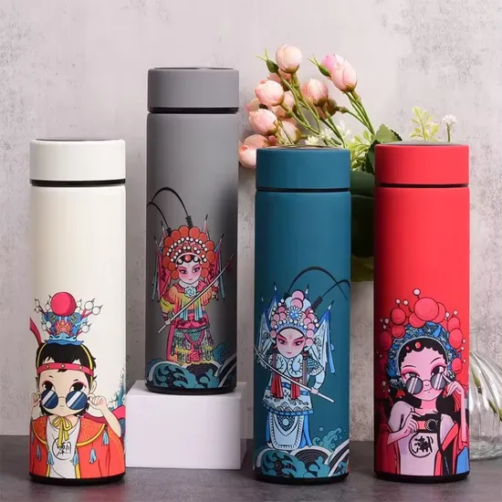 17oz 500ml Water Bottles Double Wall Hot Cold LED Digital Display Sport Insulated vacuum Stainless Steel Flask 